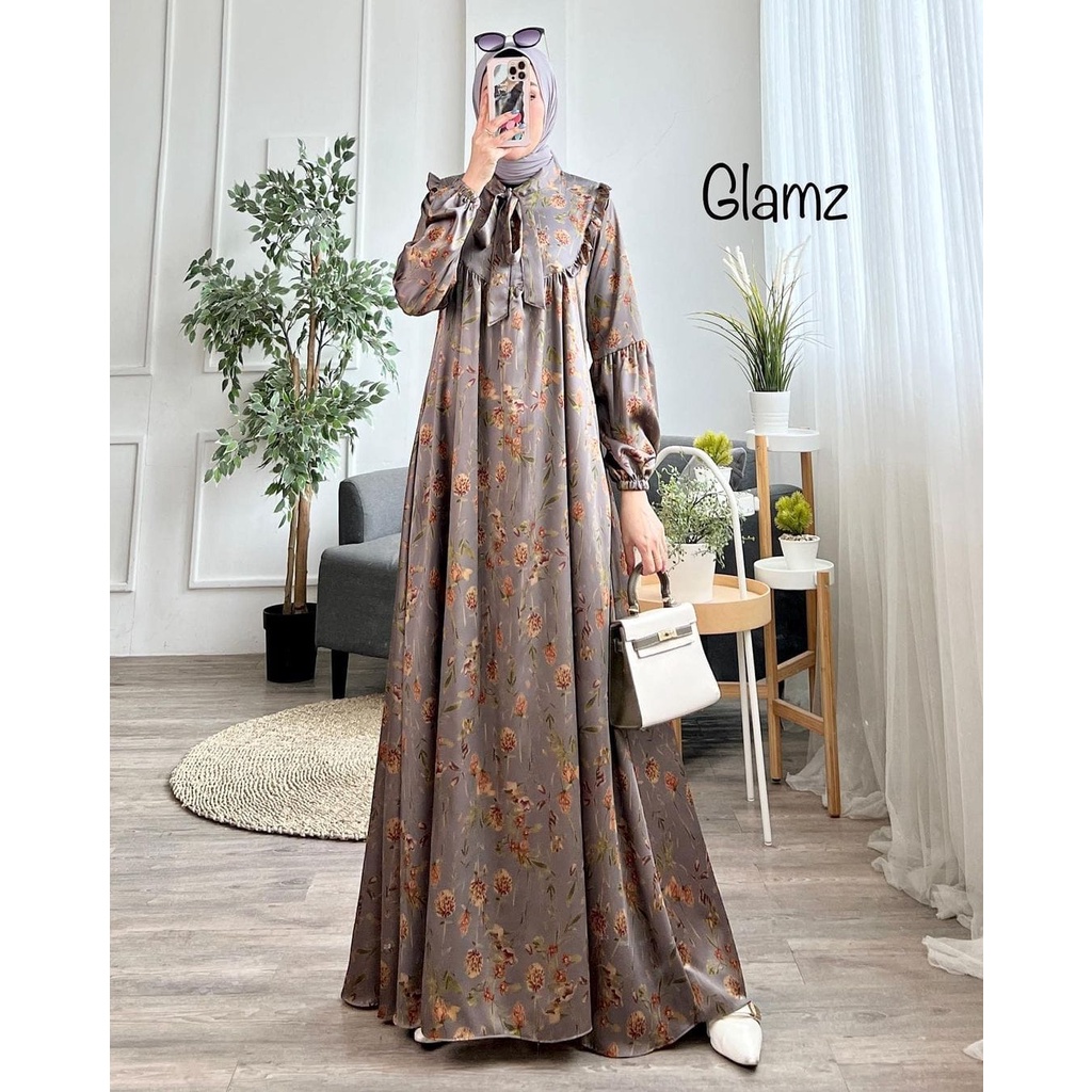 QB2806 GAMIS GLAMZ PESTA SUPER MEWAH / GAMIS DIOR SIK BROWN PREMIUM /GAMIS TERBARU WANITA / GAMIS LE