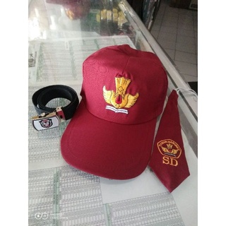 1 PAKET KOMPLIT TOPI DASI SABUK SD