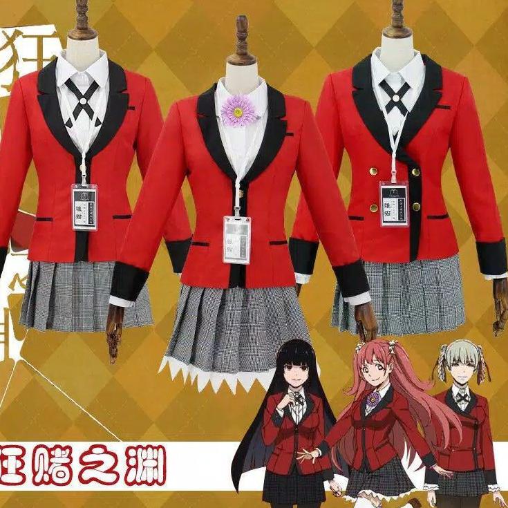 Murah Kakegurui Jabami Yumeko/Saotome Mary/Momobami Ririka/Kirari/Suzui Seifuku Cosplay Costume Anim