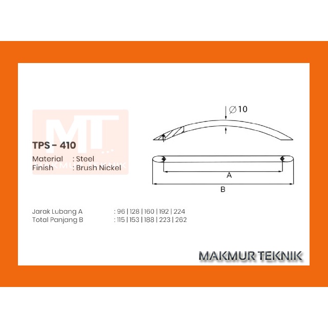 Tarikan laci Tarikan pintu Huben TPS410 - 160mm