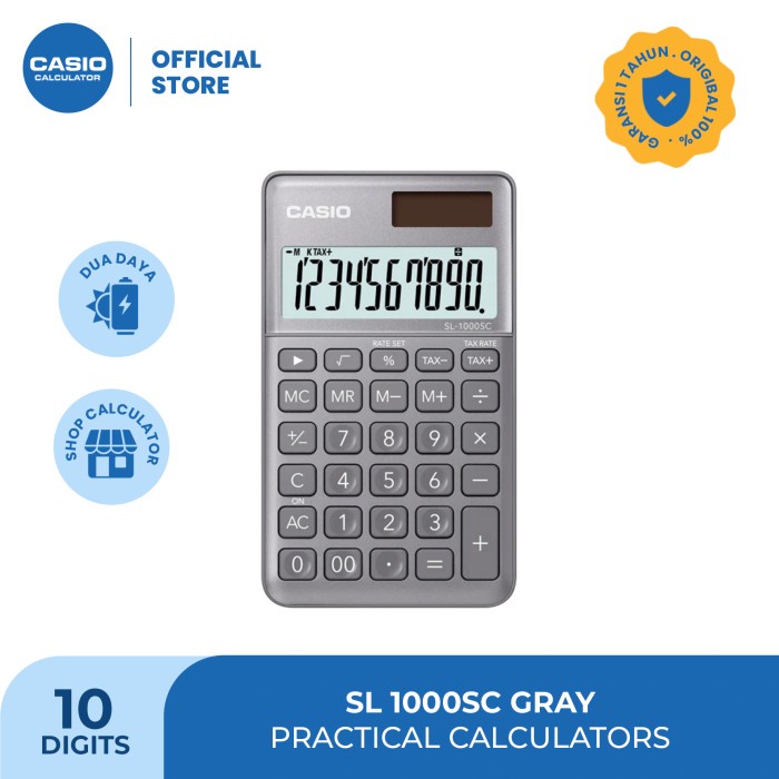 

MURAH CASIO Colorful Calculator SL-1000SC-Grey