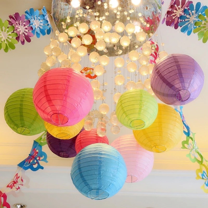 Hot Sale/6 &quot;(15cm) Lampion Kertas Bulat Tradisional China Dekorasi Pesta Pernikahan Lampion Rice Lamp paper balls Mid-Autumn Festival Holiday Party Supplies Spring Festival Hangin