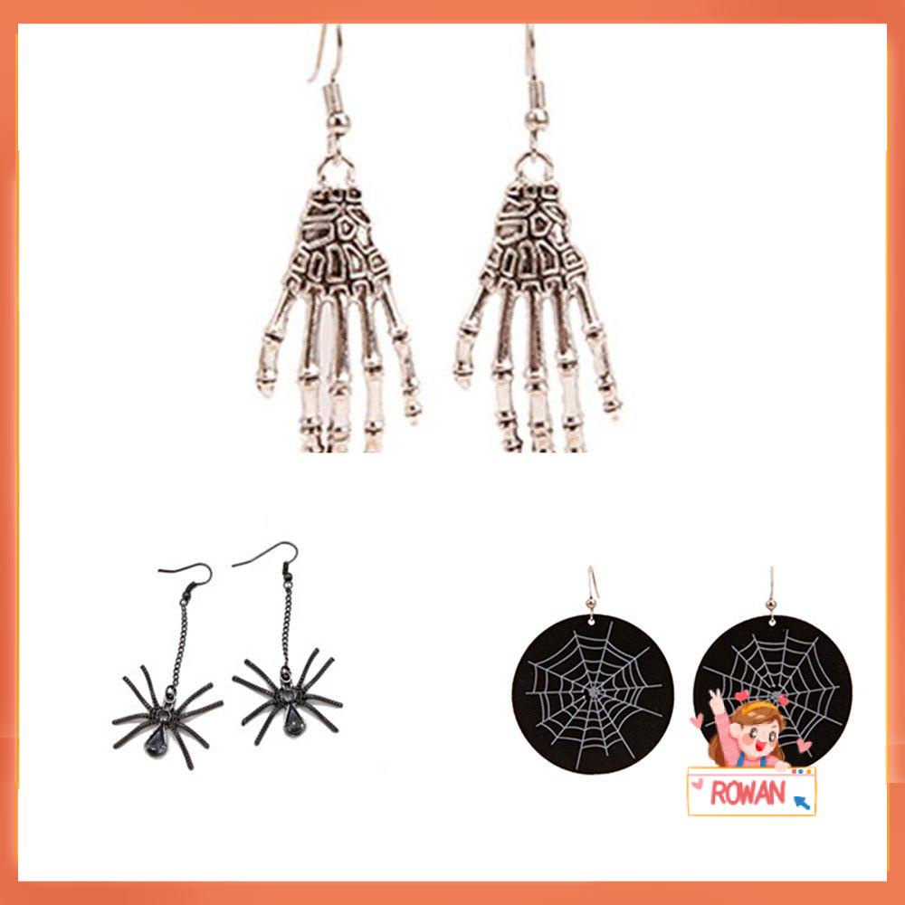 R-flower Halloween Drop Earrings Alloy Pesta Hadiah Tren Spider Web
