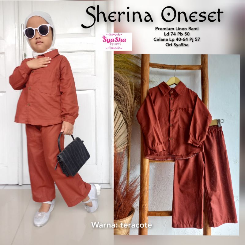 Sherina SET. Couple set mom kids. Oneset Anak Linen Premium. Ori SyaSha