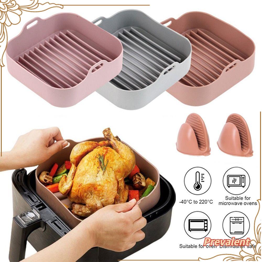 Preva Square Silicone Pot Replacement Reusable Pengganti Liners AirFryer Aksesoris Dengan Klip Tangan