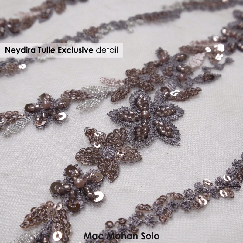 [NEWEST ARRIVAL] NEYDIRA TULLE EXCLUSIVE WITH BEADS PER 0.5M FOR WEDDING DRESS GOWN KEBAYA TILE NEW DESIGN TWOTONE EXCLUSIVE PREMIUM MAXMARA ROBERTO VELVET