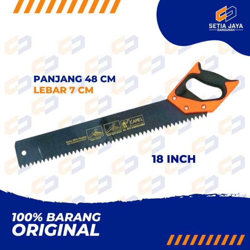 Gergaji Hebel / Bata Ringan / Putih Camel Gagang Fiber 18 Inch