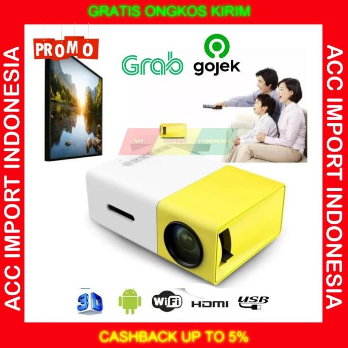 Proyektor Mini Portable LED Projector Kerja YG 300 PC Laptop TV HP Ori