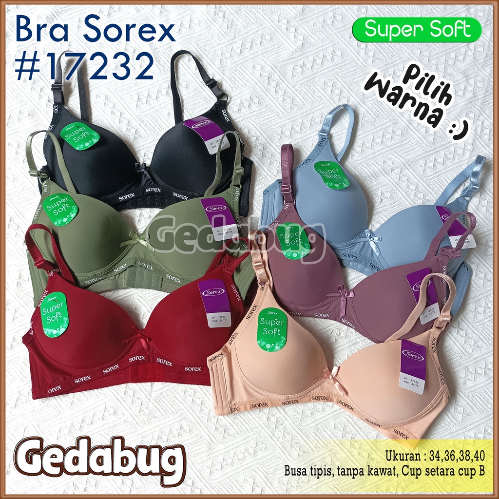 Bra Wanita Sorex 17232  Bra super soft Busa sedang Tanpa kawat Cup setara B | Gedabug