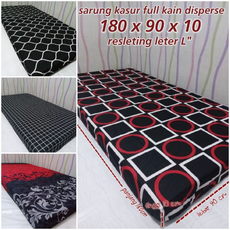 Sarung Kasur Busa Single UK 180x90x10 full kain Lembut Dan Tidak Luntur Resleting &quot;L&quot;