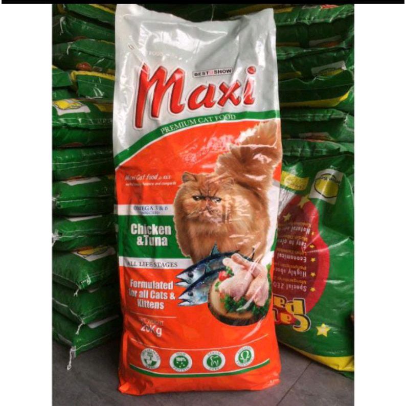 Makanan kucing promo Maxi Cat food Tuna Chiken all stage 20kg -Ekspedisi- makanan kucing segala usia termurah