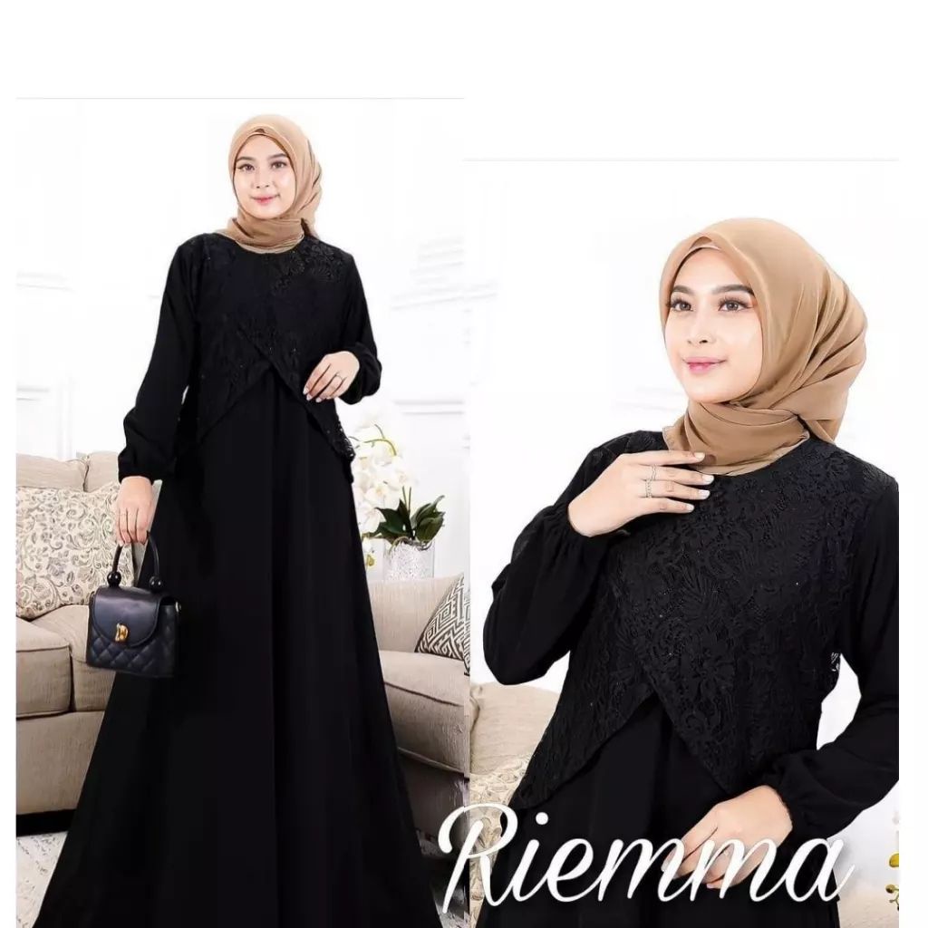 Jual Baju Gamis Wanita Muslimah Terbaru Reima Dress Brokat Import