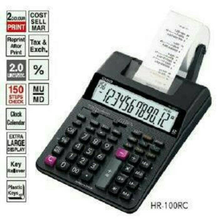 

EKSLUSIF PAKET CASIO HR-100RC + ADAPTOR ~ KALKULATOR PRINTING 100 RC
