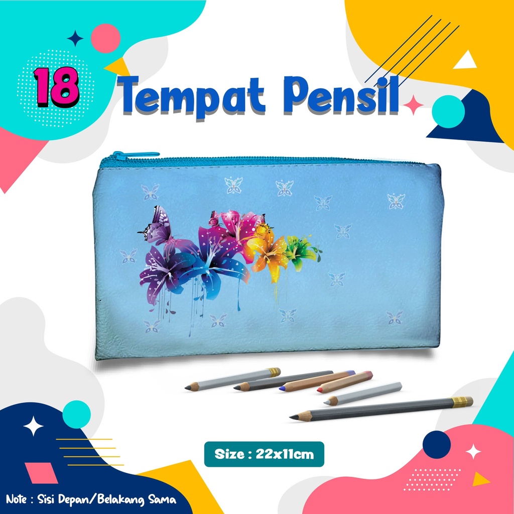 

Tempat Pensil BUNGA Kode.18 Pencil Case Dompet Pouch Kostak Kotak Custom nama dan foto