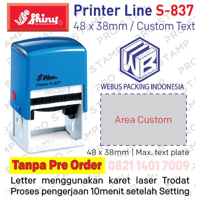 

Stempel Shiny S837 / S-837 Otomatis Self Ink Custom Text 48 x 38 mm -