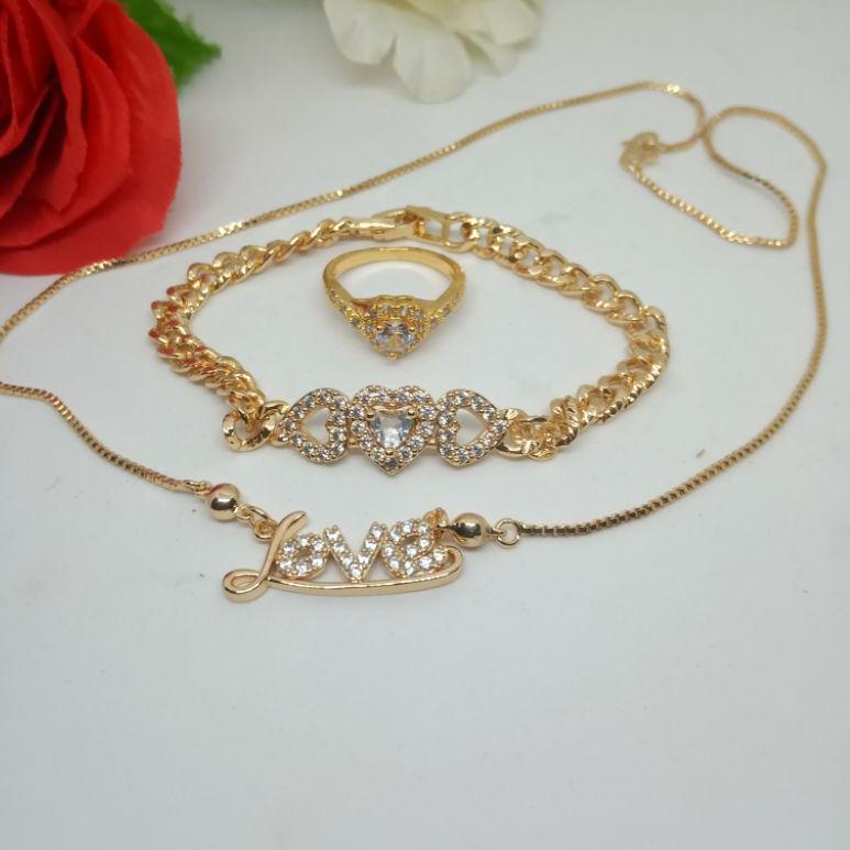 (Product(J79X)✔) set perhiasan wanita dewasa,(set love 45),set perhiasan titanium asli anti luntur a