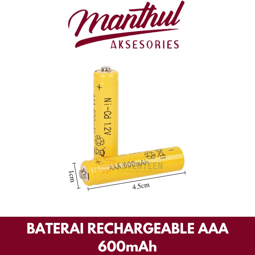 BATERAI RECHARGEABLE AAA 600mAh