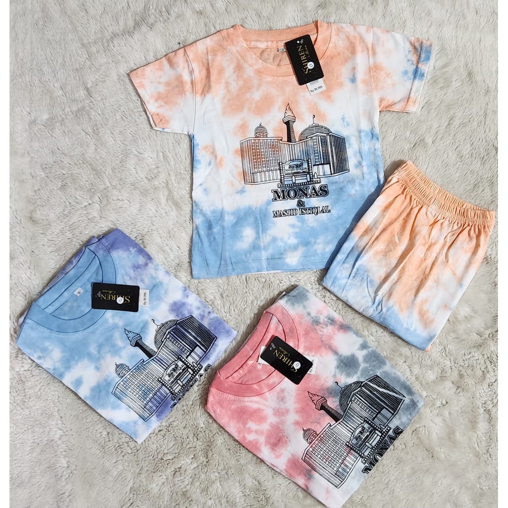 Tie Dye monas istiqlal baju setelan anak laki laki dan perempuan