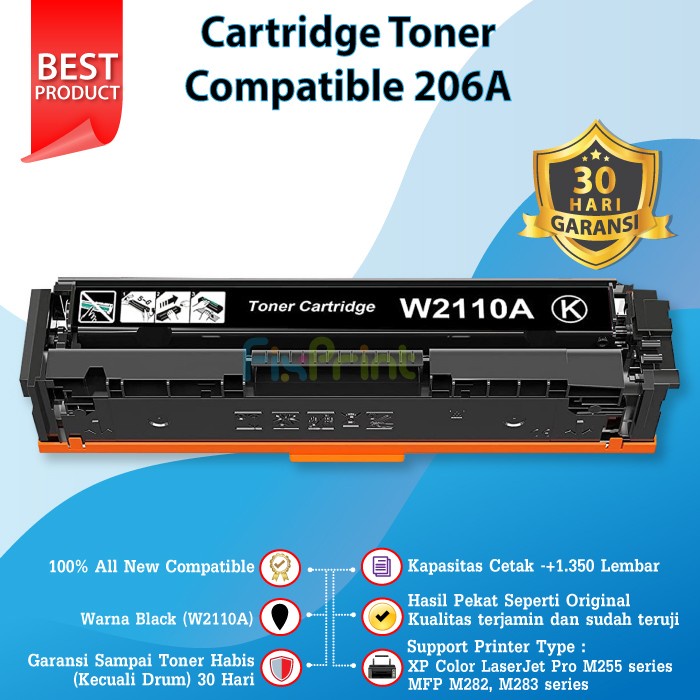 Cartridge Toner Compatible 206A Color W2110A W2111A W2112A W2113A