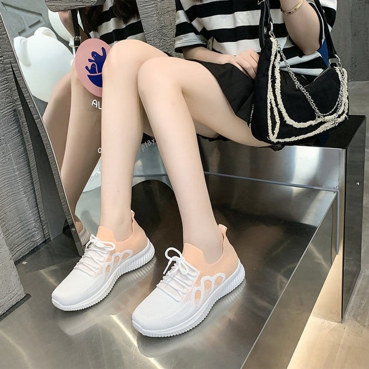 ♫ Megata ♫ SP034 (Tanpa Kotak) Sepatu Sneakers Wanita Simple 2 Warna Sporty Model Korea Fashion Casual Sport Santai Olahraga Import