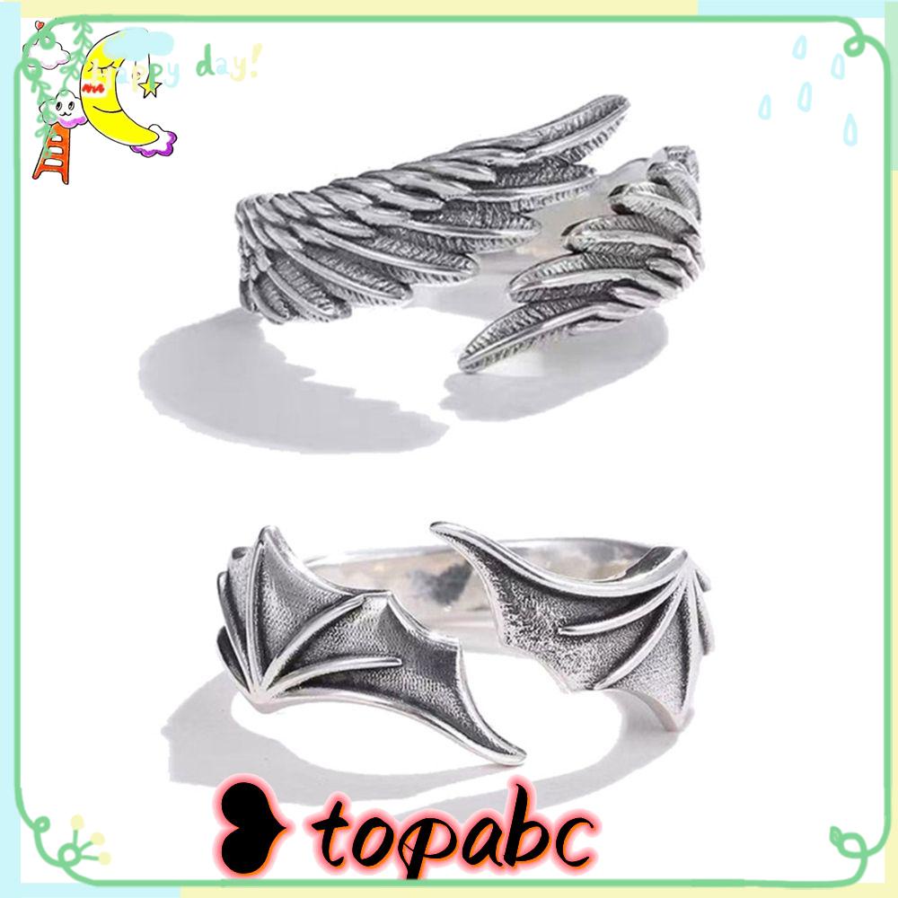 Top Angel Sayap Setan Hadiah Kado Hari Valentine Cincin Terbuka Punk Gothic Pernikahan Adjustable