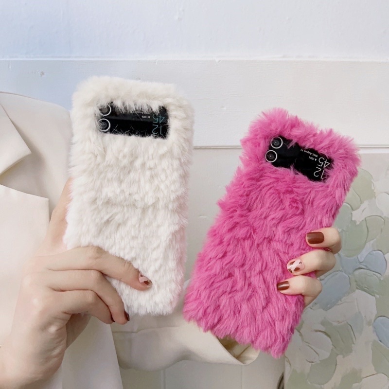 Flip Case Soft Plush Furry Polos Samsung Galaxy Z Flip 3 Z 4 5G Z Flip3 Zflip3 Zflip4 Flip4 Casing