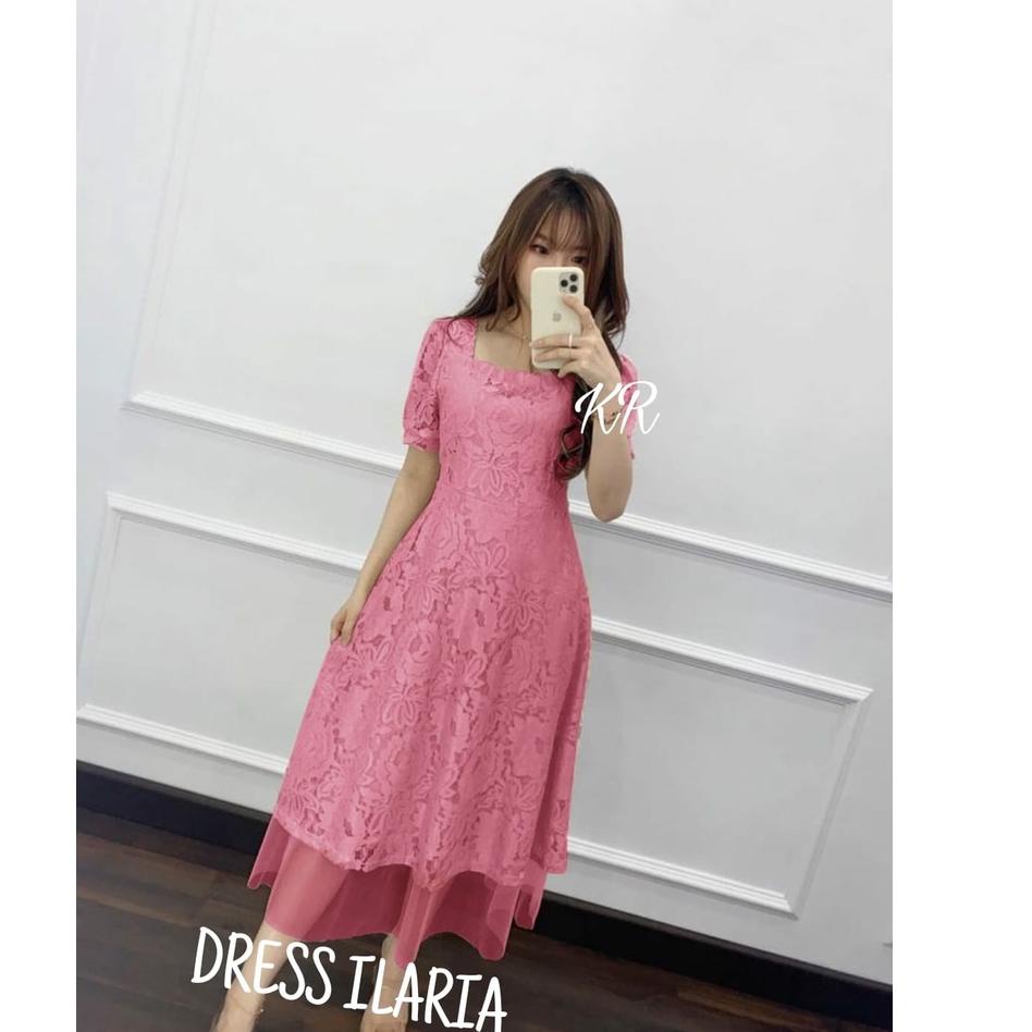 KODE-XS18 DRESS ILARIA BRUKAT / DRESS BRUKAT CANTIK / DRESS WANITA MODEL BARU / DRESS WANITA KEKINIA