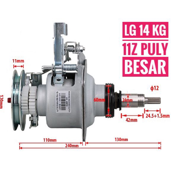 GEARBOX GEAR BOX MESIN CUCI LG SAMSUNG AUTOMATIC GIGI 2 AS11Z