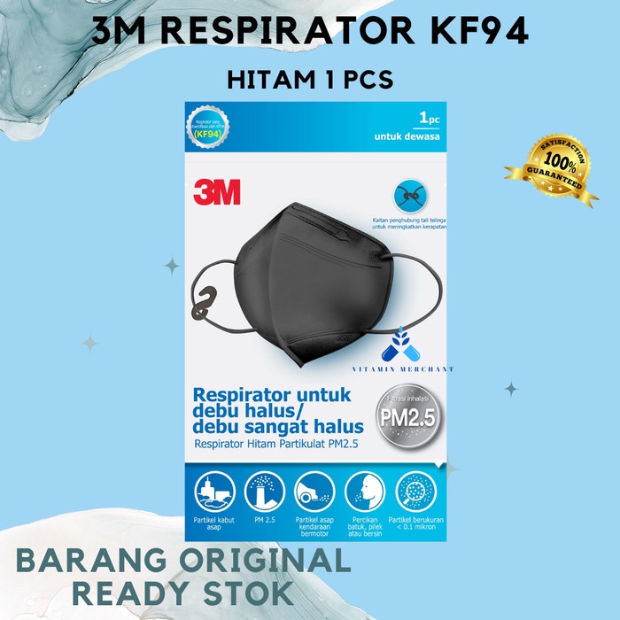 3M Respirator KF94 Korea Filter dengan Teknologi Filter 3M - Hitam