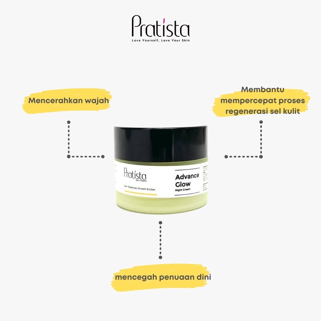 Cream Malam Pratista Pencerah Wajah Advance Glow Night Cream Pelembab Wajah Malam Krem Glowing Flek Hitam Ori BPOM