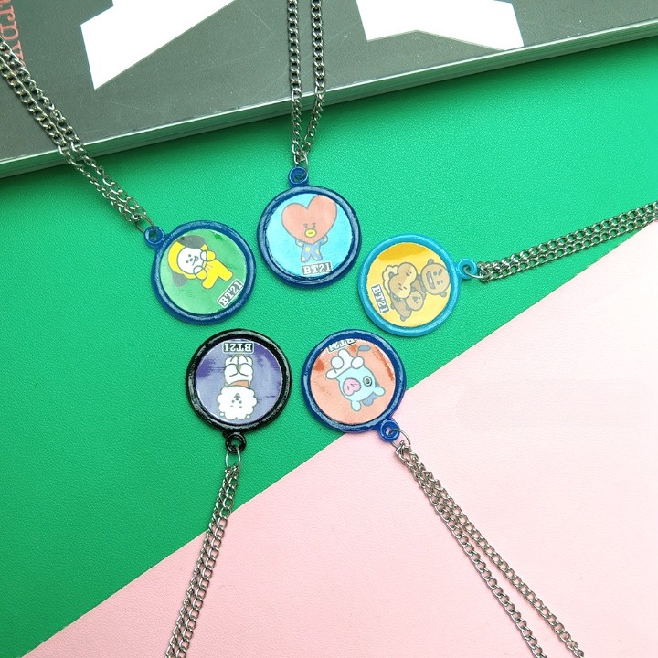 Kalung Rantai Bulat Liontin Karakter Anak || kalung anak Model Squad Game BTS Army