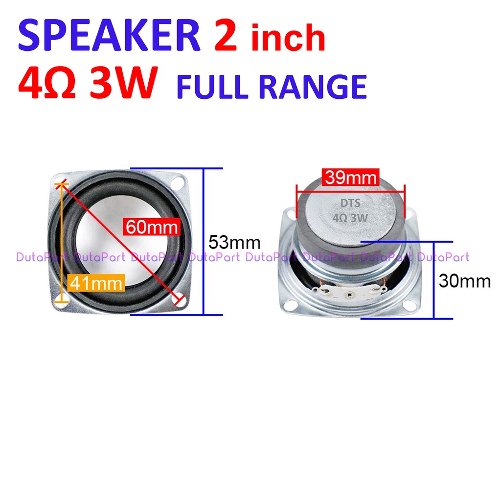 Speaker 2 inch 4 ohm 3 watt Full Range Audio Loudspeaker Silver Black