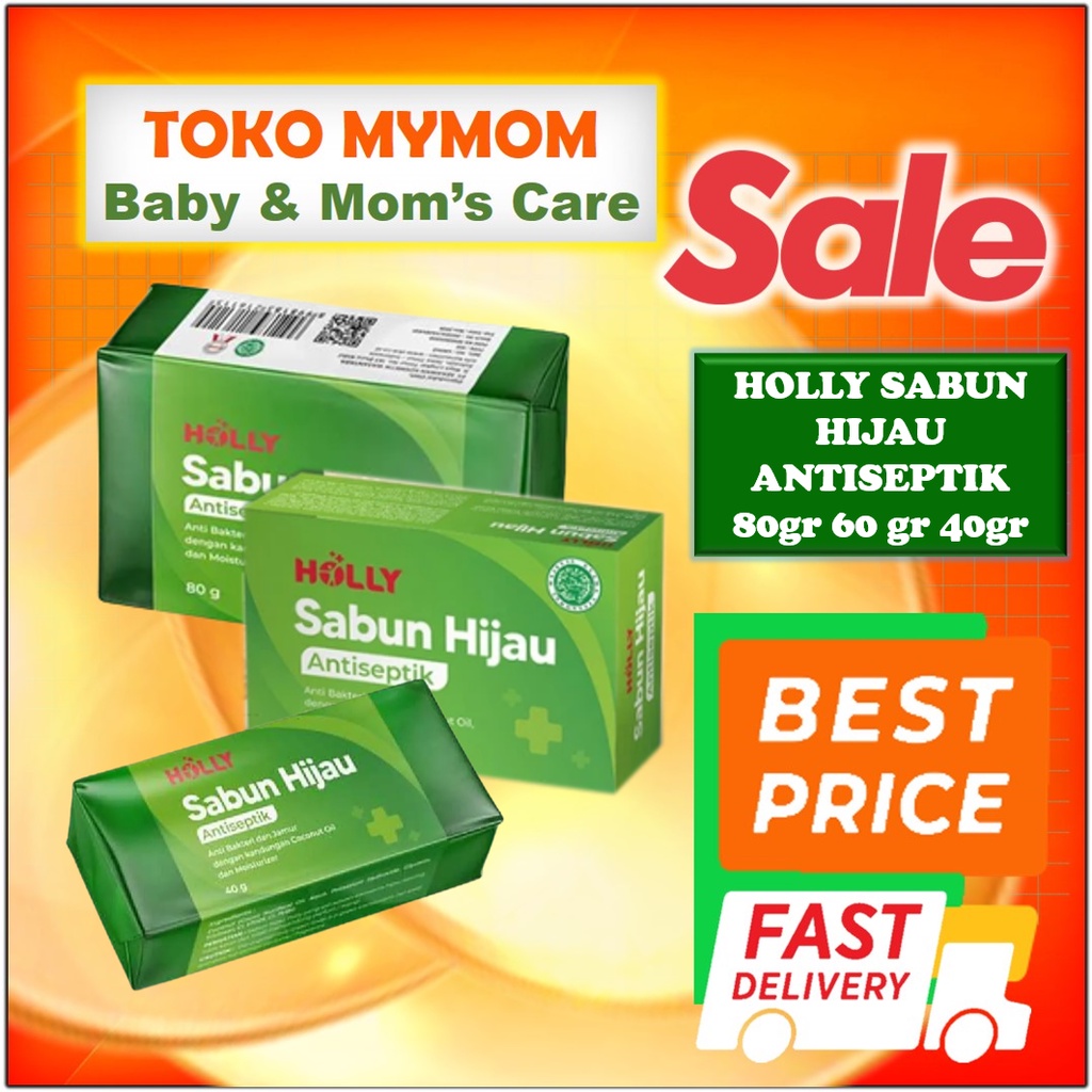 [BPOM] Holly Sabun Antiseptik  Hijau Box Tipe 80 40gr 60gr 80gr / Antiseptik Anti Bakteri Jamur / Sabun / MYMOM