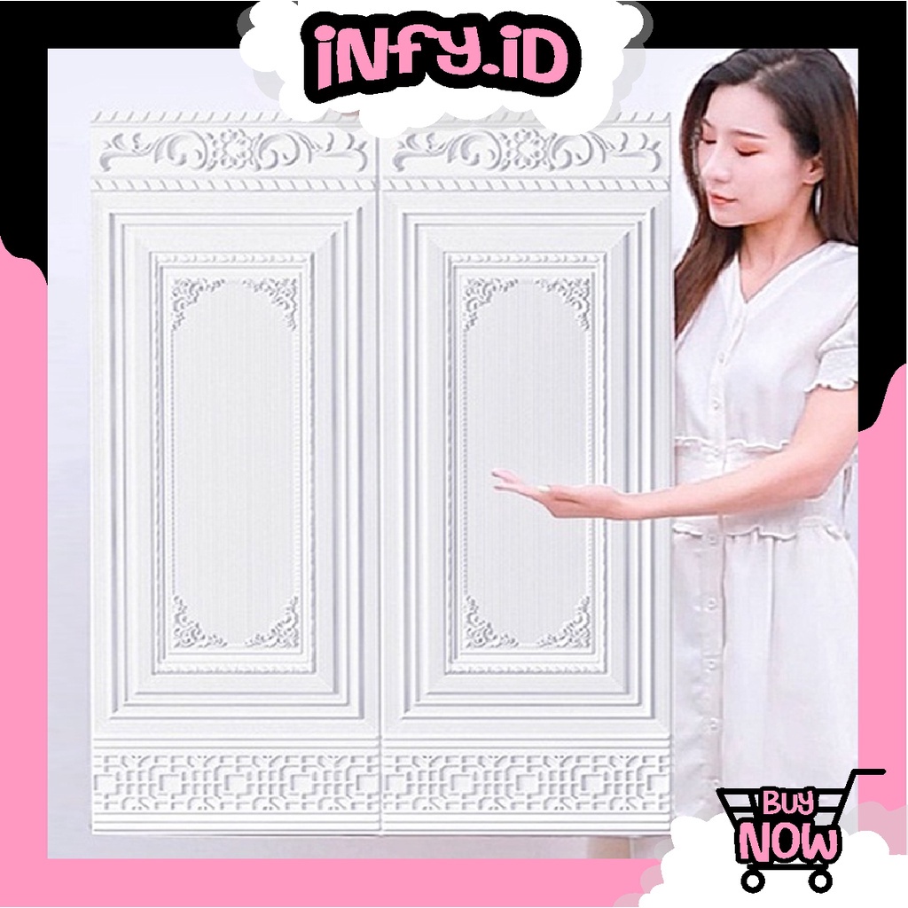 INFY - Wallpaper Dinding 3D Foam Motif Pintu Batik 90 x 35cm Tebal 6mm | Wallpaper Walfoam 3D Wallstikers Motif Pintu Jati | Wallpaper Brickfoam 3D Motif Kayu Jati Mix R784 R785 R786 R787