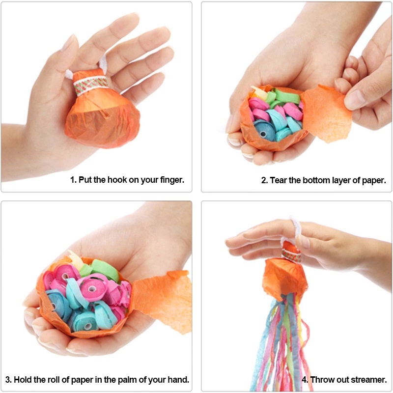 5 Pcs Party Hand Throw Streamer Confetti Kertas Ajaib Perayaan Pernikahan Tahun Baru Ulang Tahun Natal Party Dekorasi Aksesoris Alat Peraga Sulap
