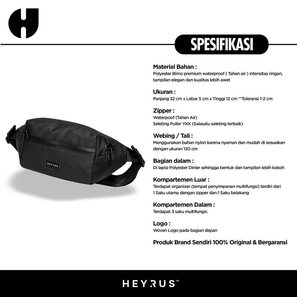 HEYRUS RUSEL I Waistbag Patra I Waist Bag Pria I tas pinggang pria