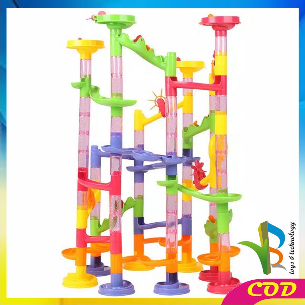 RB-M58 Mainan Marble Run Block 105PCS Mainan Anak DIY Seluncuran Jalur Kelereng / Track Marble Race