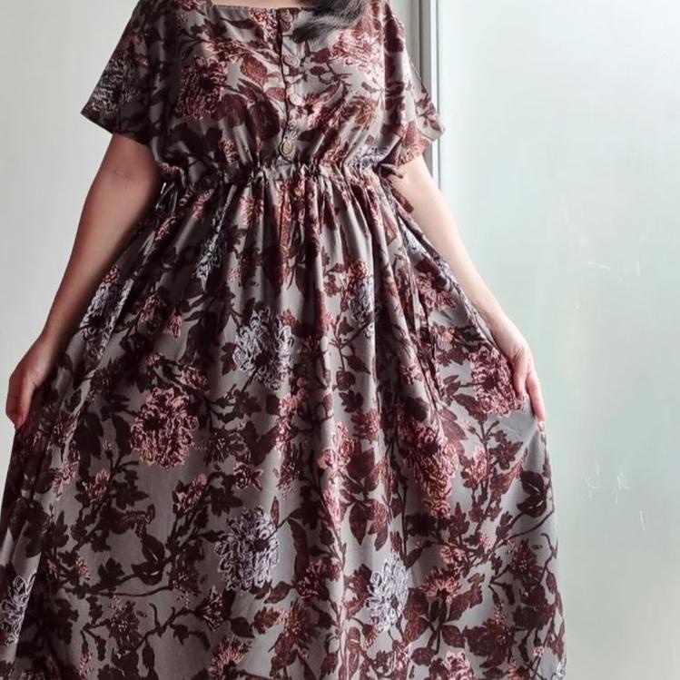 Langsung Order NAOMI | PART 1 | Dress Serut Bumil Busui Friendly Kerah Kotak Kancing Depan Lengan Pe