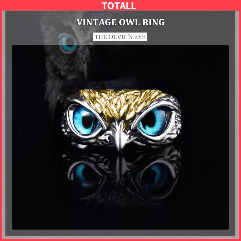 COD Cincin Retro Mata Burung Hantu Kepribadian Warna Aksesoris Cincin yang Dapat Disesuaikan-Totall