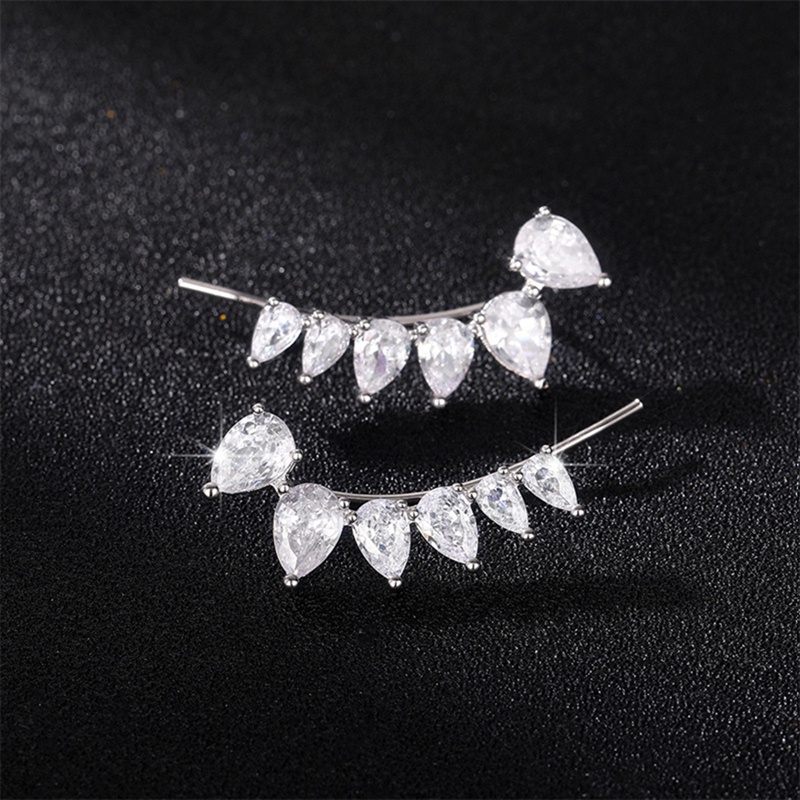 Bling Tetesan Air Bling Cubic Zirconia Anting Untuk Wanita Telinga Pendaki Fashion Dikontrak Wanita Anting Tindik Perhiasan