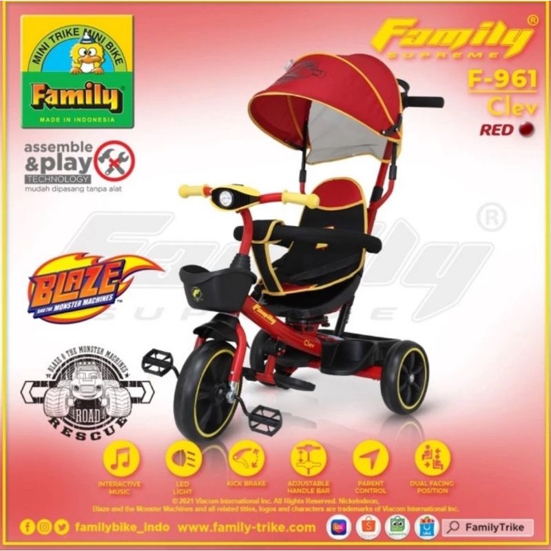 Sepeda R3 Roda 3 Stroller Anak Family Supreme Clev F-961 F 961