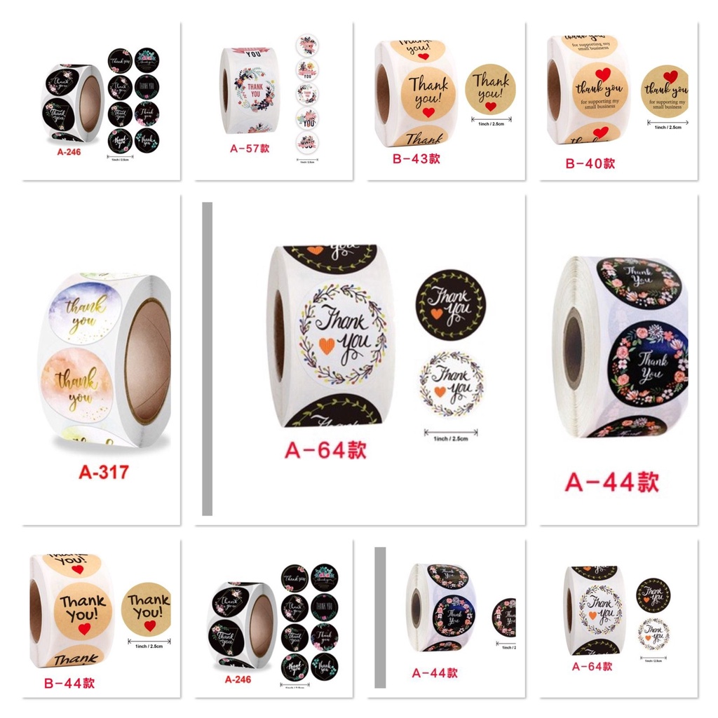 

MOSHCO Sticker Label Thank you ukuran kecil 2.5 cm 50 pcs Stiker Terima Kasih Segel Kemasan Amplop SERIES 2 NEW