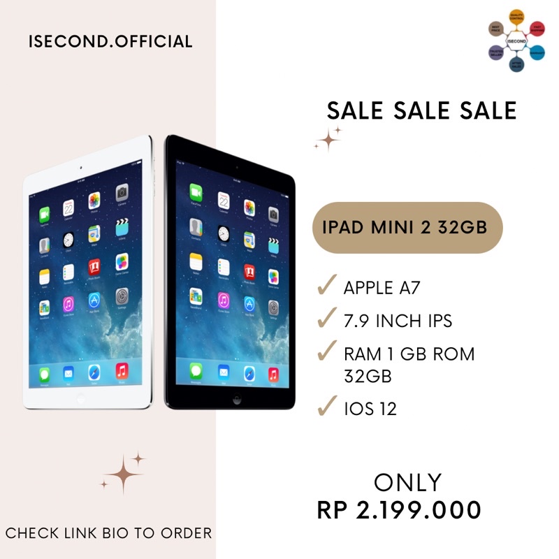 Ipad Mini 2 32GB CELL 4G LTE WIFI Second Fullset Mulus