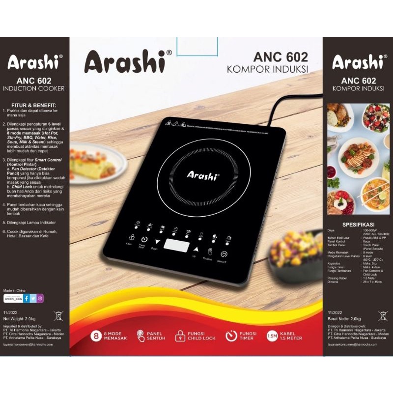 Kompor Listrik Induksi ARASHI ANC 602 - Induction Stove - Child Lock