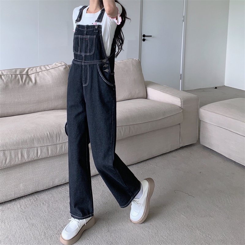 Celana Kodok Jeans Wanita Overall Jeans Kelabu Hitam Jumpsuit Jeans Wanita