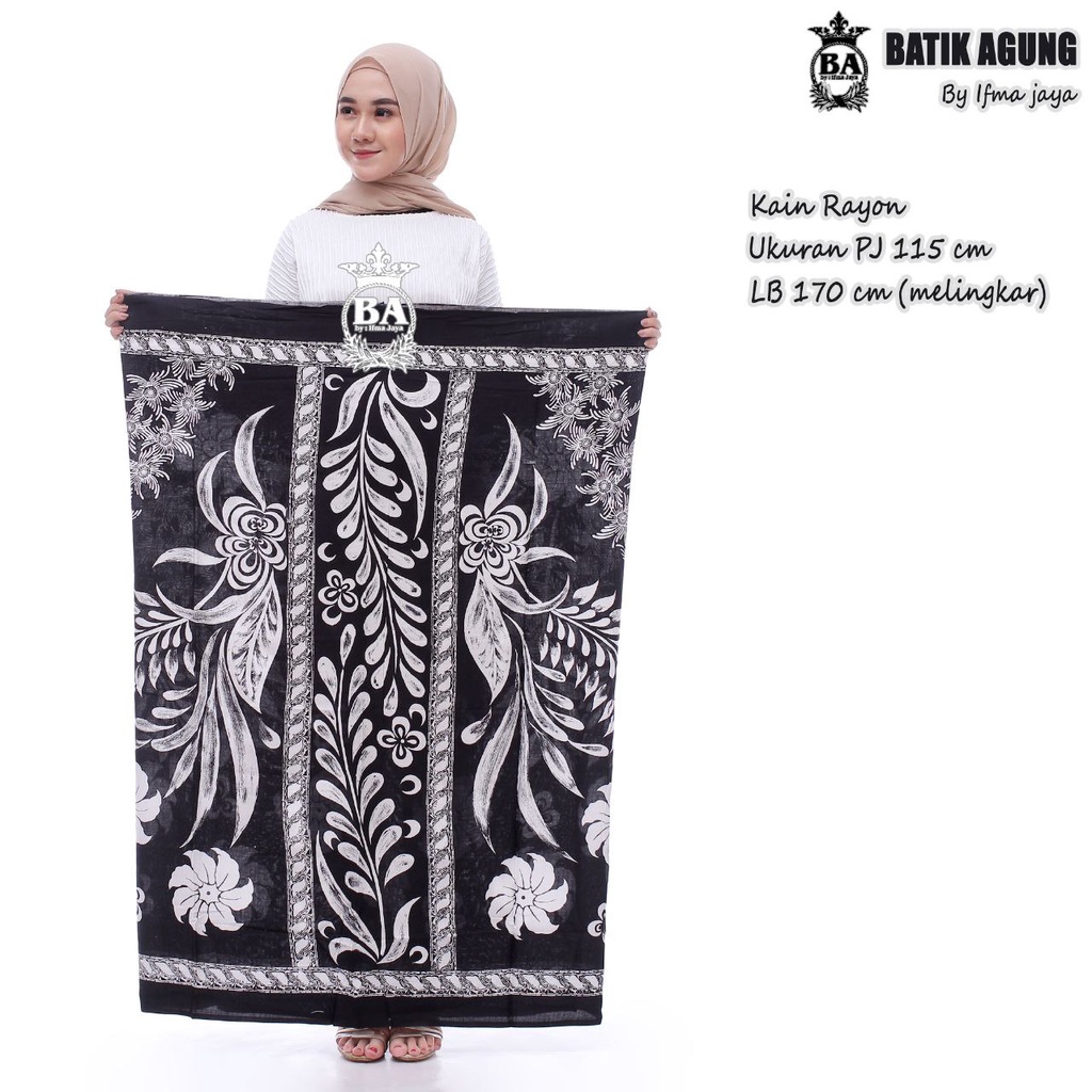 Sarung Batik Rayon / Goyor / Santung | SARUNG REMAJA HITAM PUTIH MOTIF BESUTAN MONOCHROME