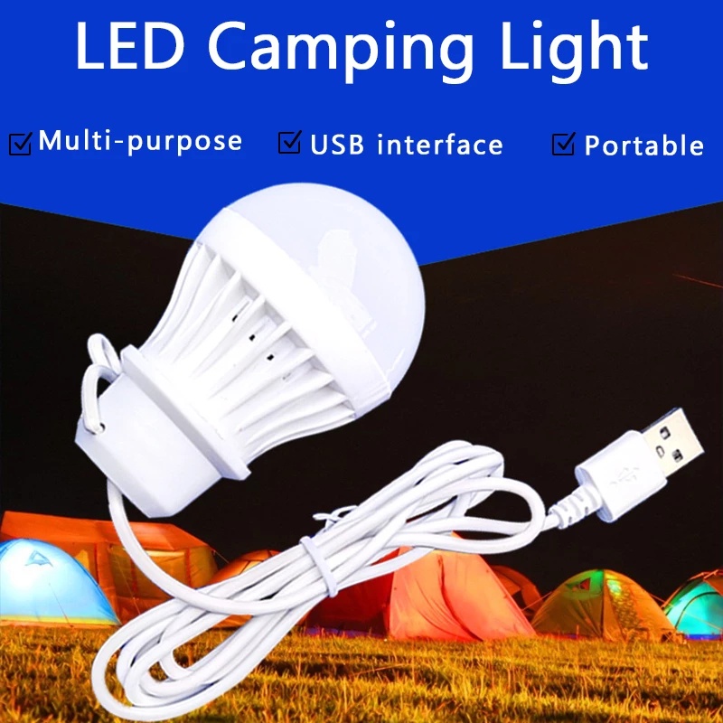 Lampu Tenda Camping Portabel Lampu Tenda Dapat Disesuaikan Kecerahan Tinggi Lampu Darurat 3w/7w/9w/12W USB Putih Bohlam LED