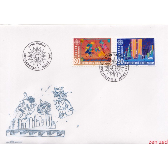 

A622 Prangko Liechtenstein FDC 1992 EUROPA Stamps 1 Pcs