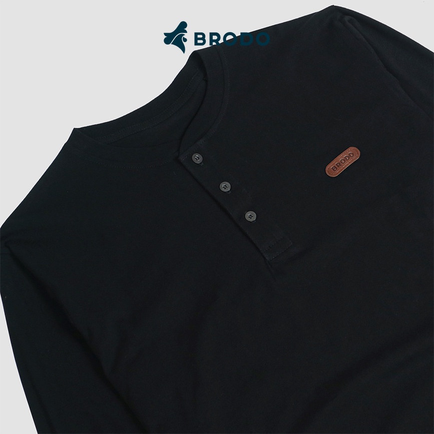 BRODO - Kaos Henley Long Sleeve Black Size M