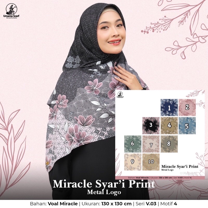 [PART 1] HIJAB SEGIEMPAT VOAL MIRACLE SYARI MOTIF LC